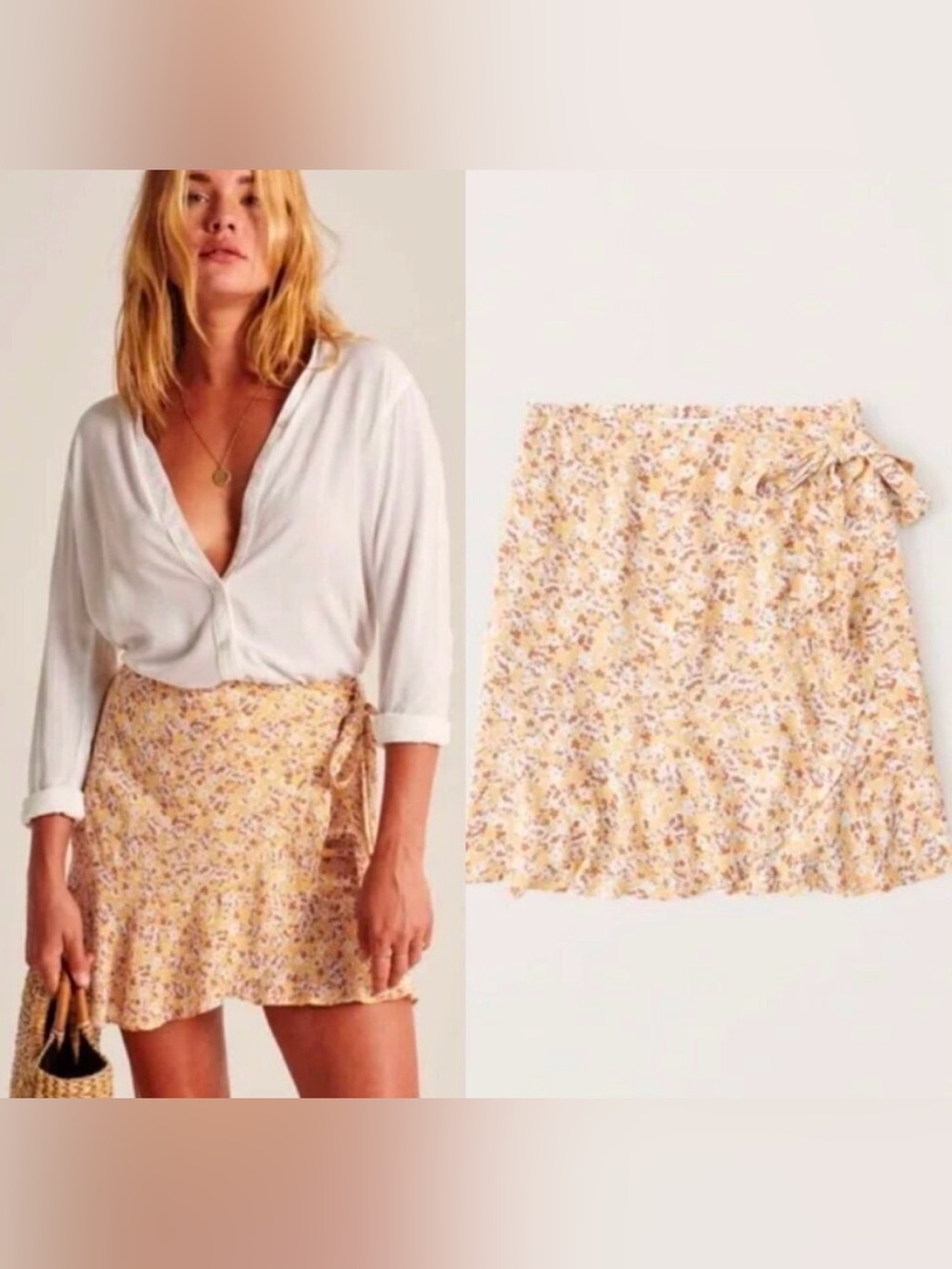 Abercrombie & Fitch Yellow Floral Mini Skirt